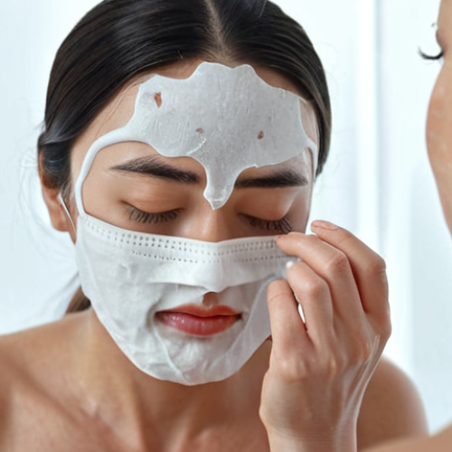 Home 11 **
Prompt: Woman applying a cold compress to her face, preparing for a face mask. Focus on skincare routine and cooling effect.
**