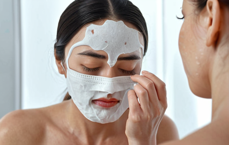 **
Prompt: Woman applying a cold compress to her face, preparing for a face mask. Focus on skincare routine and cooling effect.
**